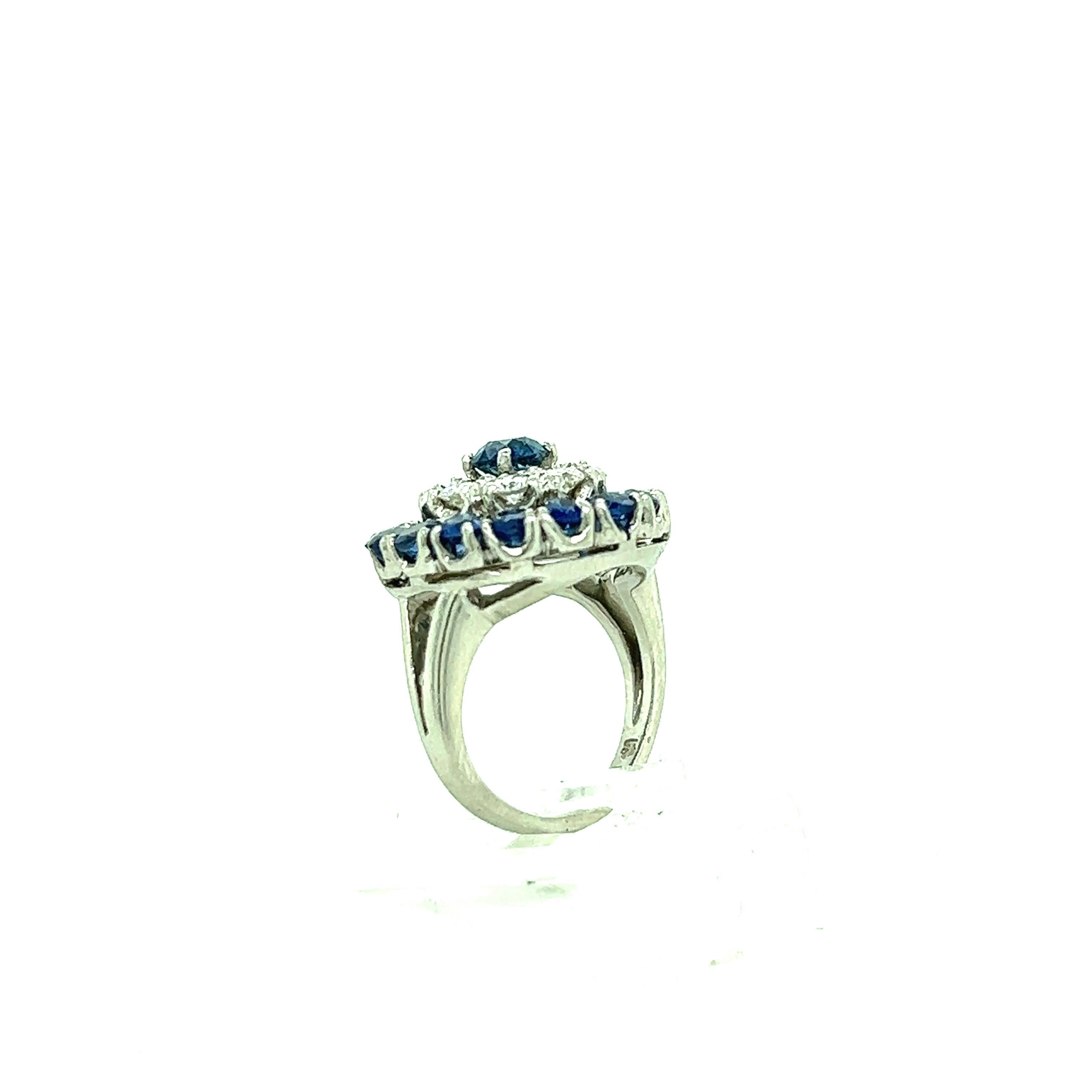 Round Cut Tiffany & Co. Sapphire Diamond Ring For Sale