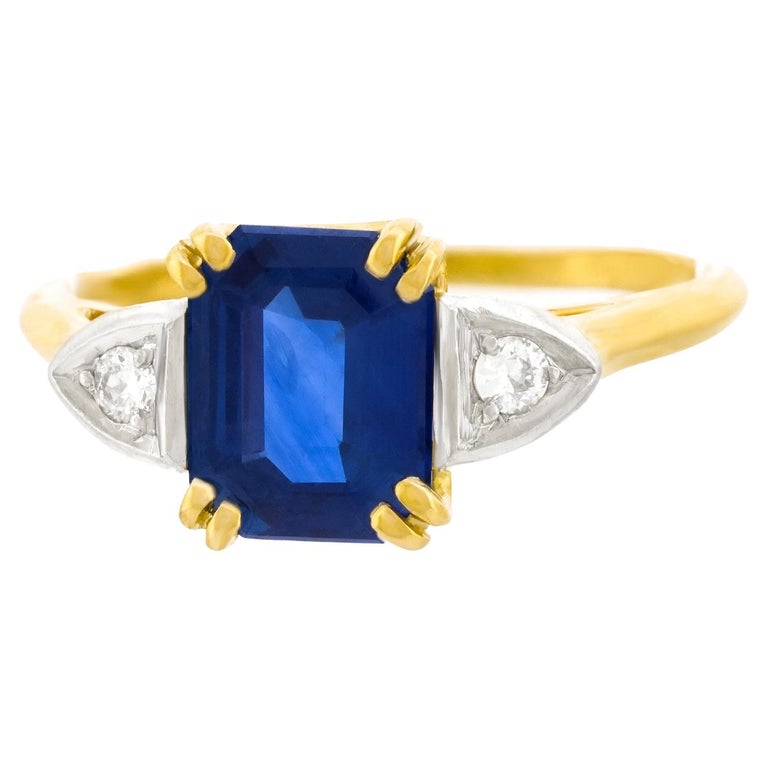 Bague Or 18 Carats Sertie De Saphirs Et Diamants - Taille 54, Occasion Très Bon état