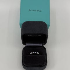 Tiffany & Co. Sapphire Diamond Square Princess 18k White Gold Eternity Band Ring