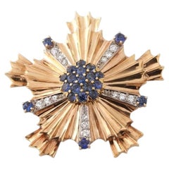 Tiffany & Co Zafiro Diamante Broche Estrella Colgante Oro 14K