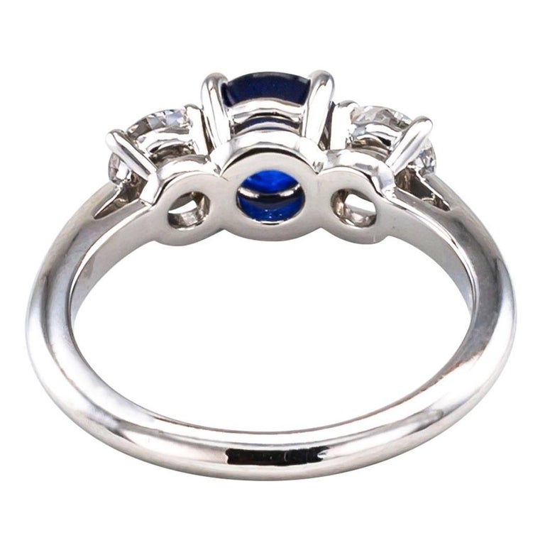 Tiffany and Co. Sapphire Diamond Three-Stone Platinum Ring at 1stDibs