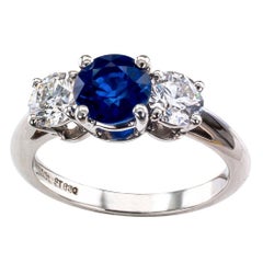Tiffany & Co. Sapphire Diamond Three-Stone Platinum Ring