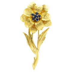 Tiffany & Co Sapphire Gold Flower Brooch
