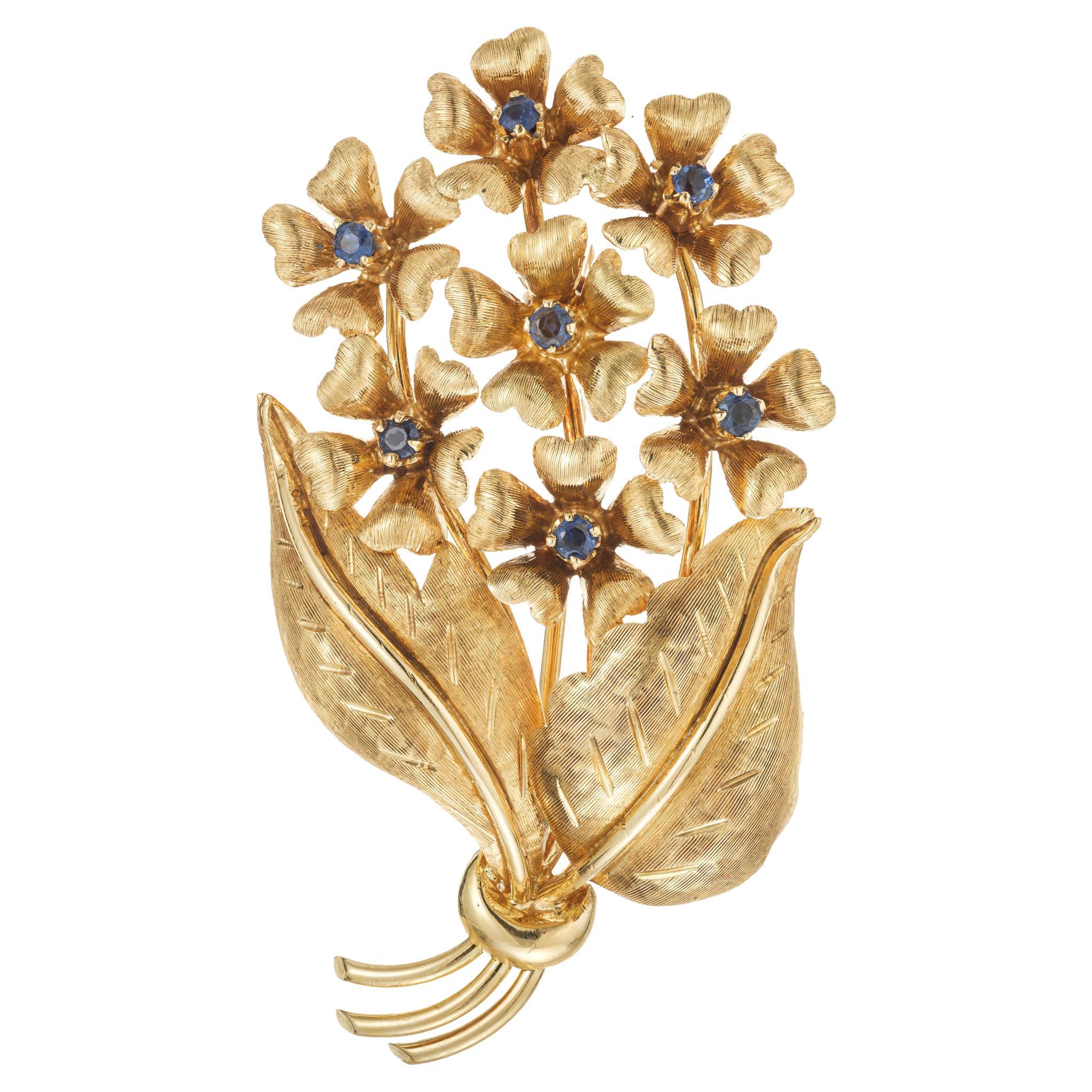 Tiffany & Co. Sapphire Gold Flower Brooch