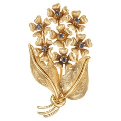 Retro Tiffany & Co. Sapphire Gold Flower Brooch