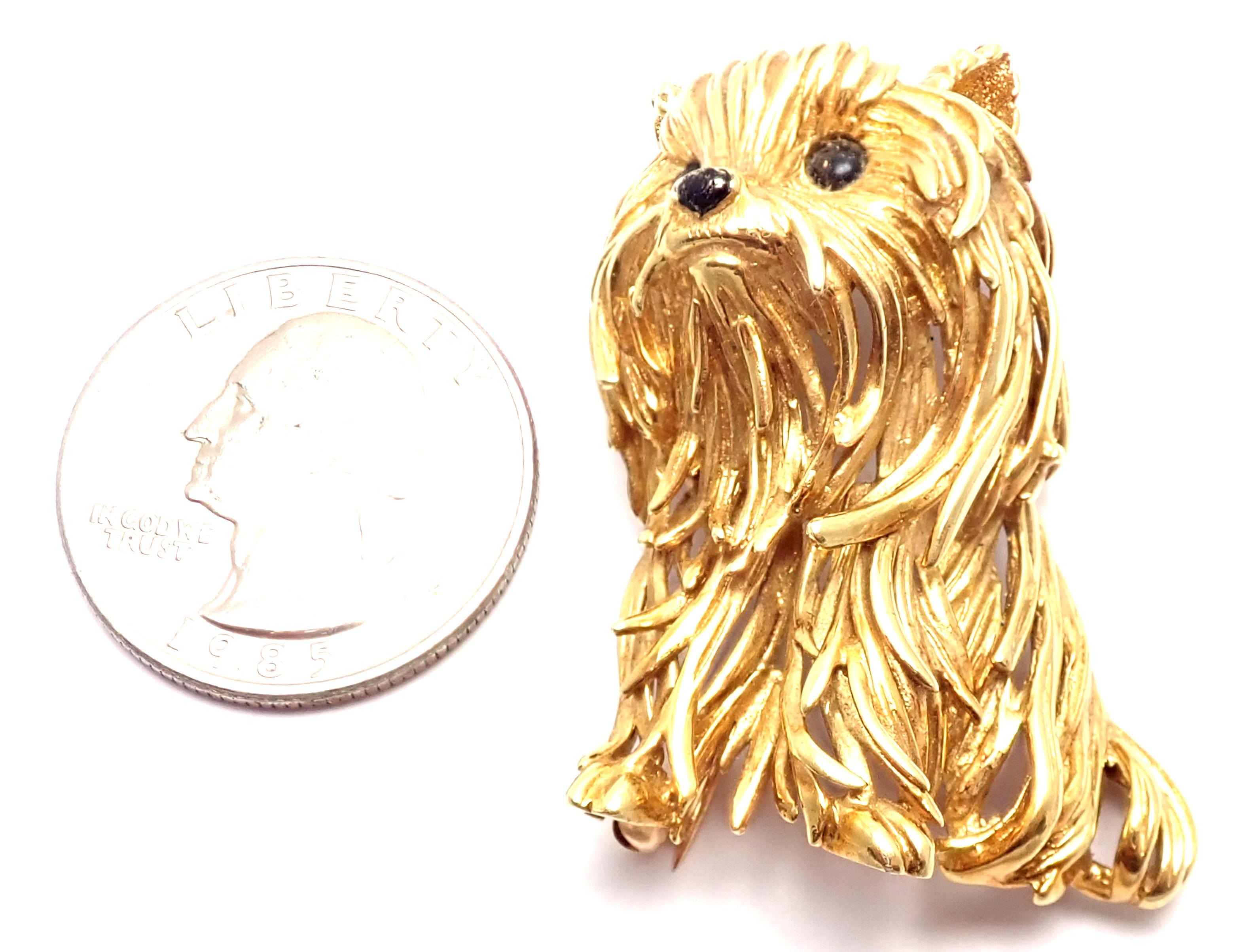Tiffany & Co Sapphire Large Yorkie Dog Yellow Gold Brooch Pin 3