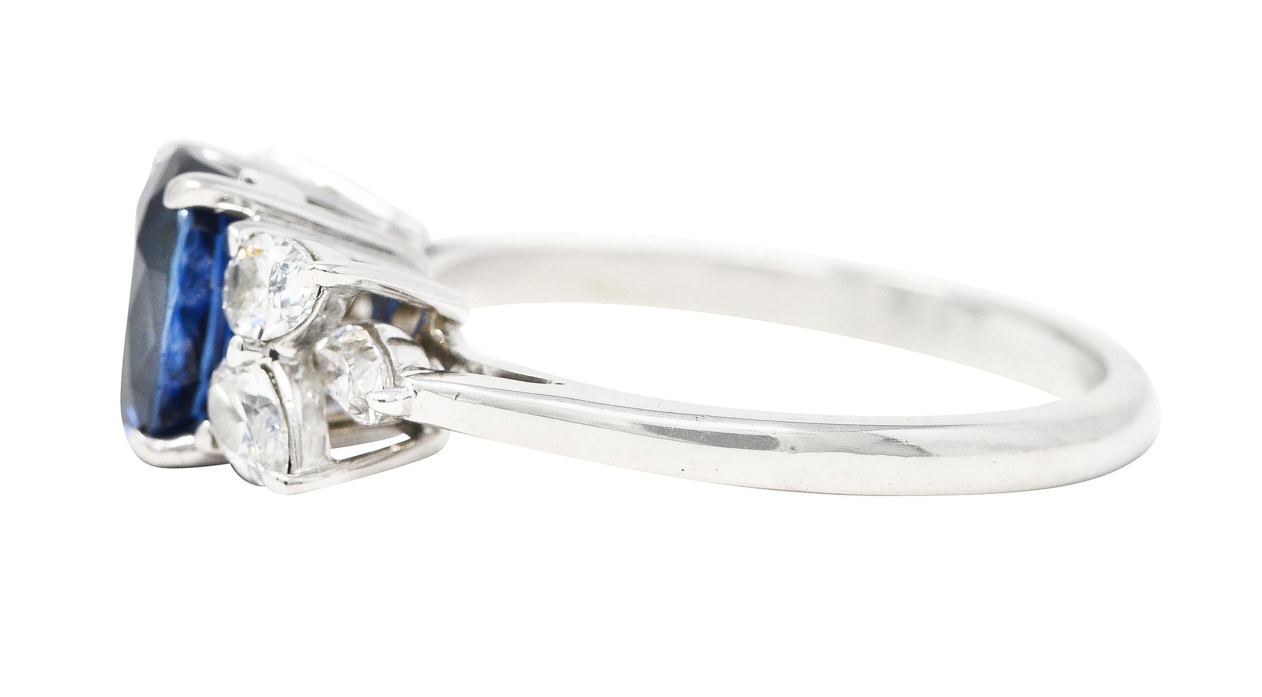 Oval Cut Tiffany & Co. Sapphire Marquise Pear Cut Diamond Platinum Victoria Vintage Ring