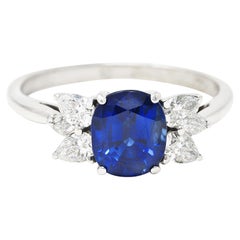 Tiffany & Co. Sapphire Marquise Pear Cut Diamond Platinum Victoria Vintage Ring