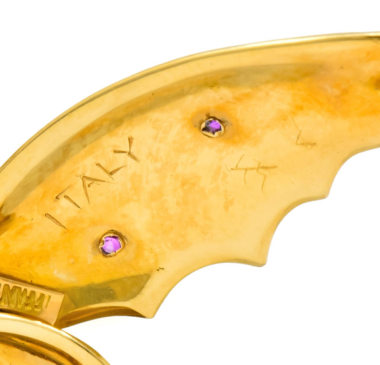 Tiffany & Co. Sapphire Ruby 18 Karat Green Gold Butterfly Brooch 1