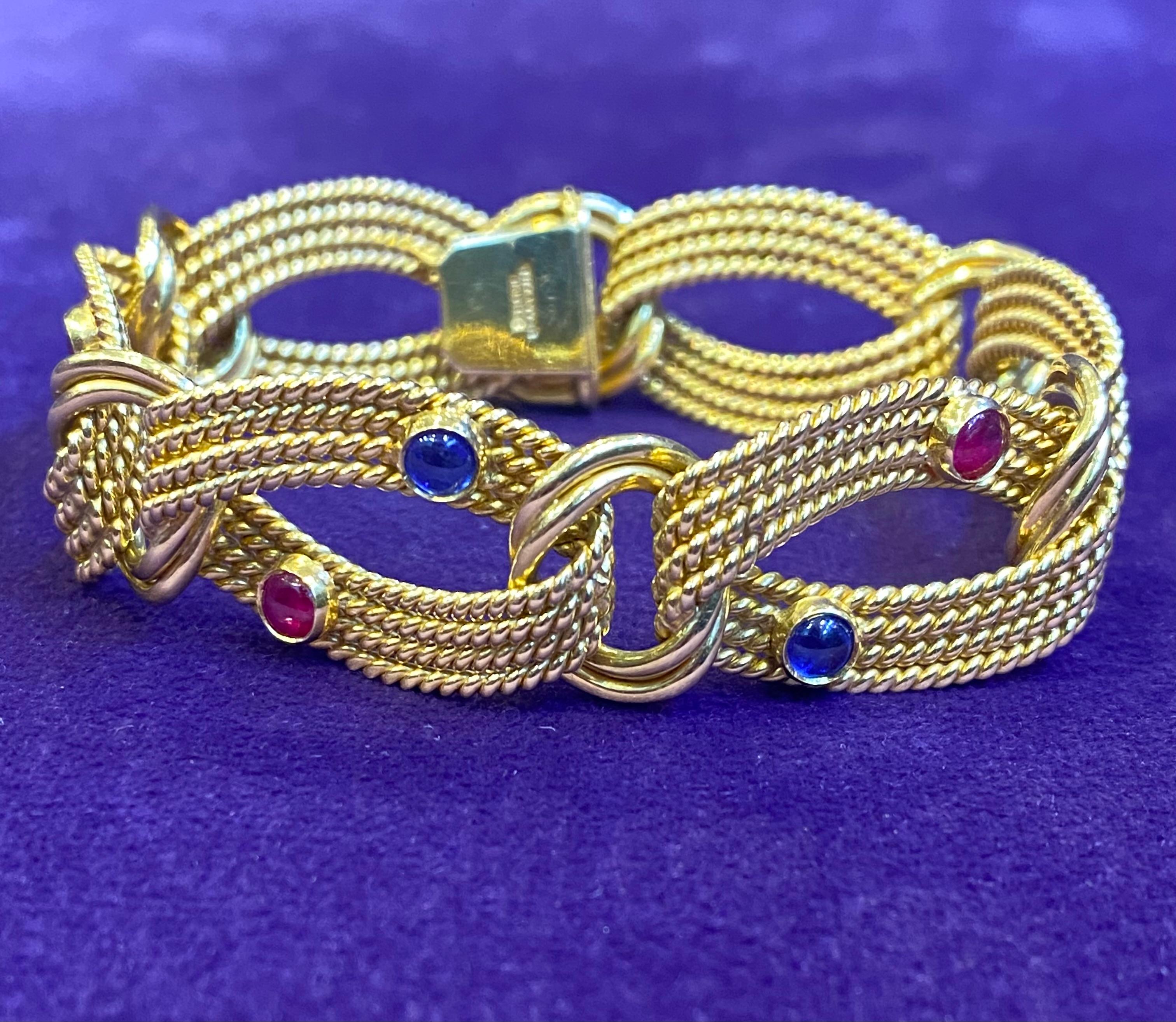 Tiffany & Co. Sapphire & Ruby Gold Bracelet  For Sale 4