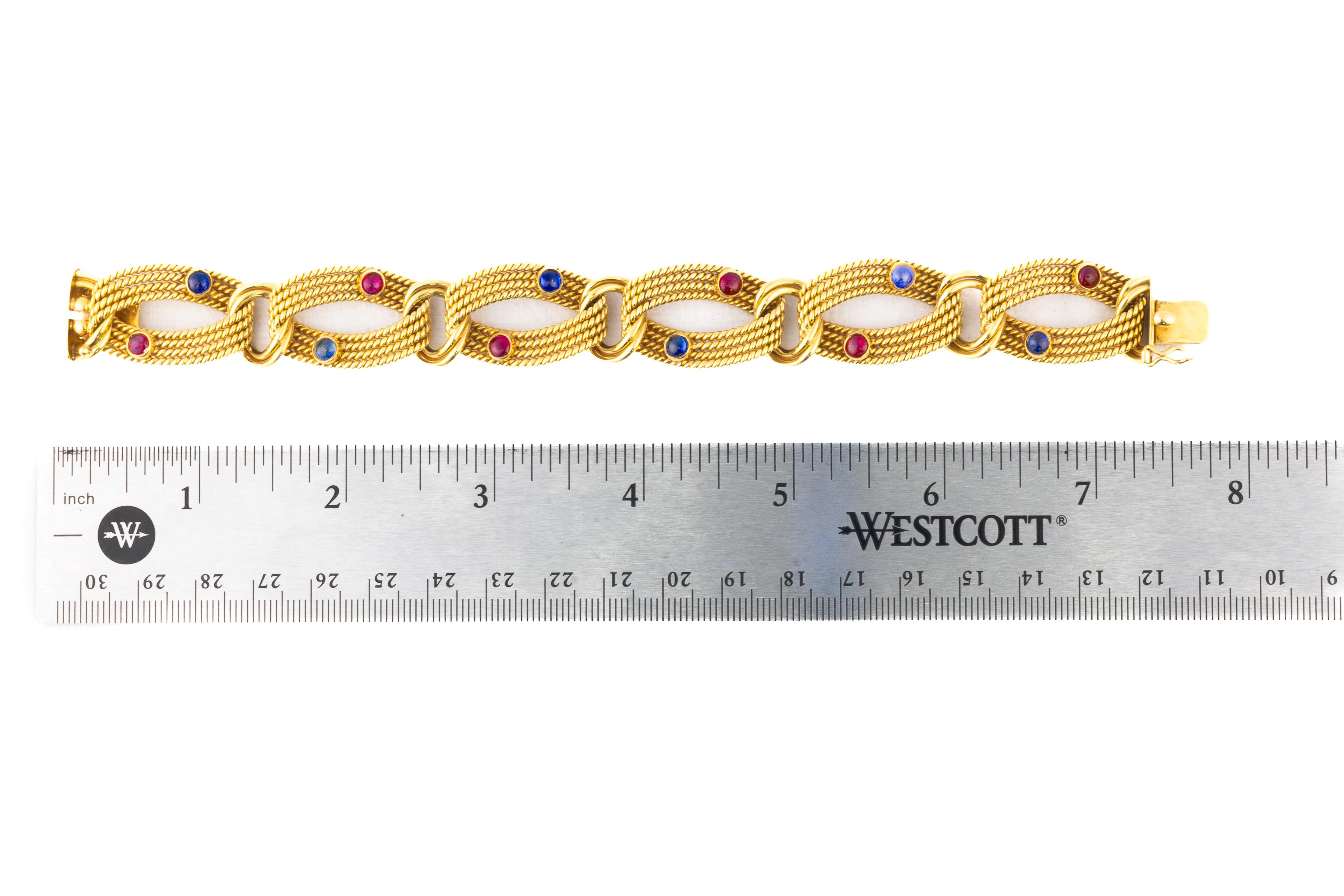 Taille ronde Tiffany & Co. Bracelet en or saphir et rubis en vente