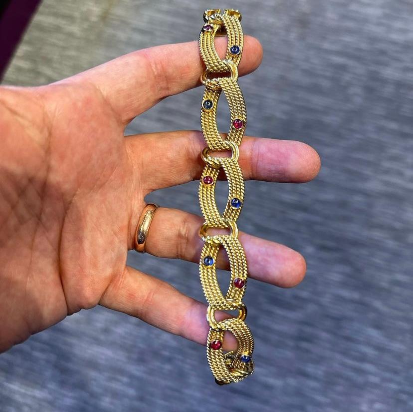 Tiffany & Co. Sapphire & Ruby Gold Bracelet  In Excellent Condition For Sale In New York, NY