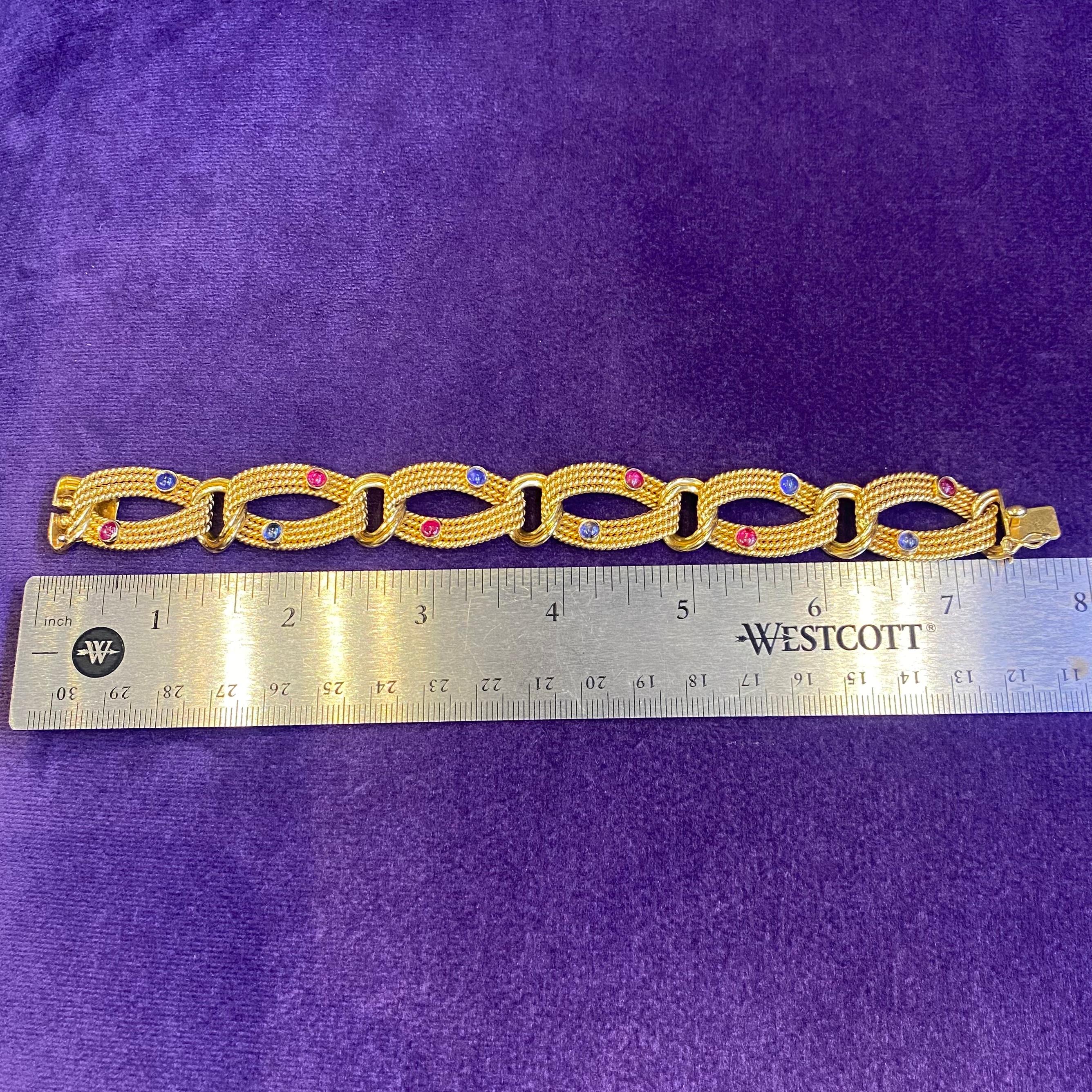 Tiffany & Co. Sapphire & Ruby Gold Bracelet  For Sale 1