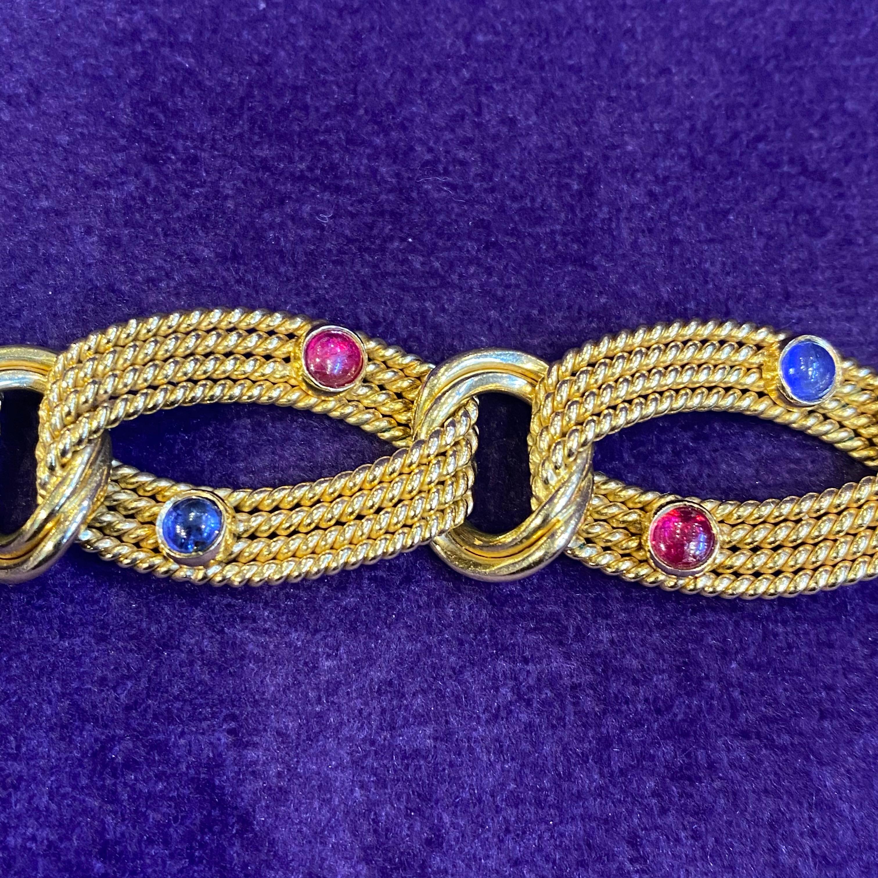 Tiffany & Co. Sapphire & Ruby Gold Bracelet  For Sale 2