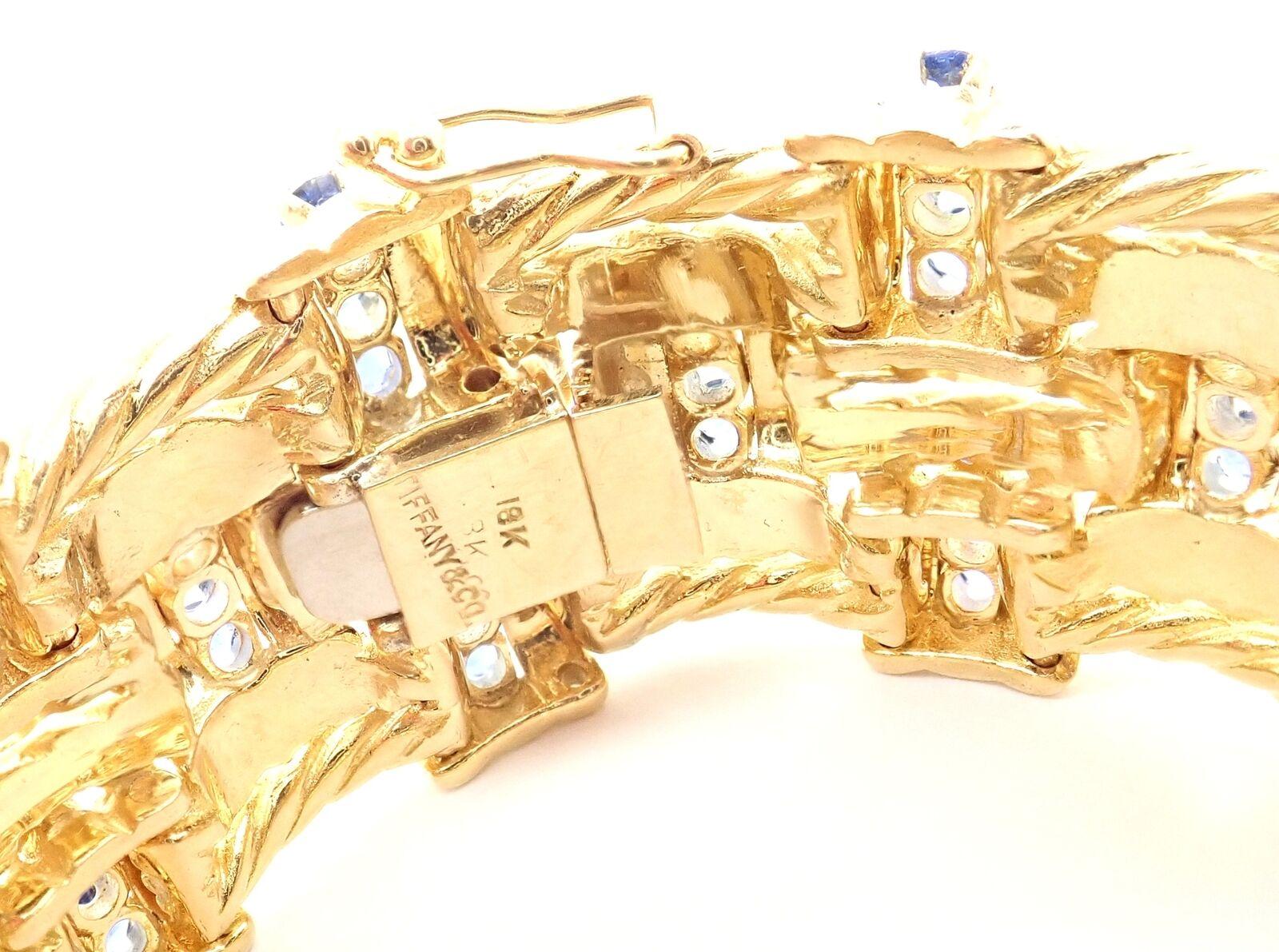 Tiffany & Co. Bracelet à maillons en or jaune et corde torsadée de saphirs Excellent état - En vente à Holland, PA