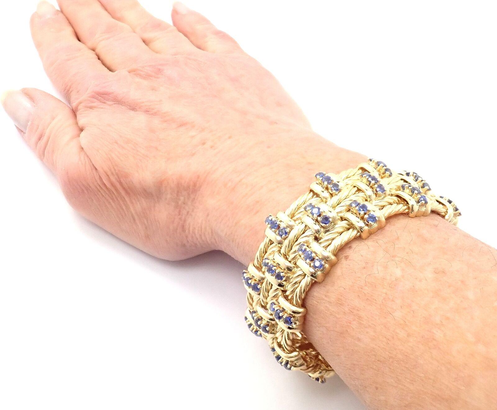 Tiffany & Co. Bracelet à maillons en or jaune et corde torsadée de saphirs en vente 3