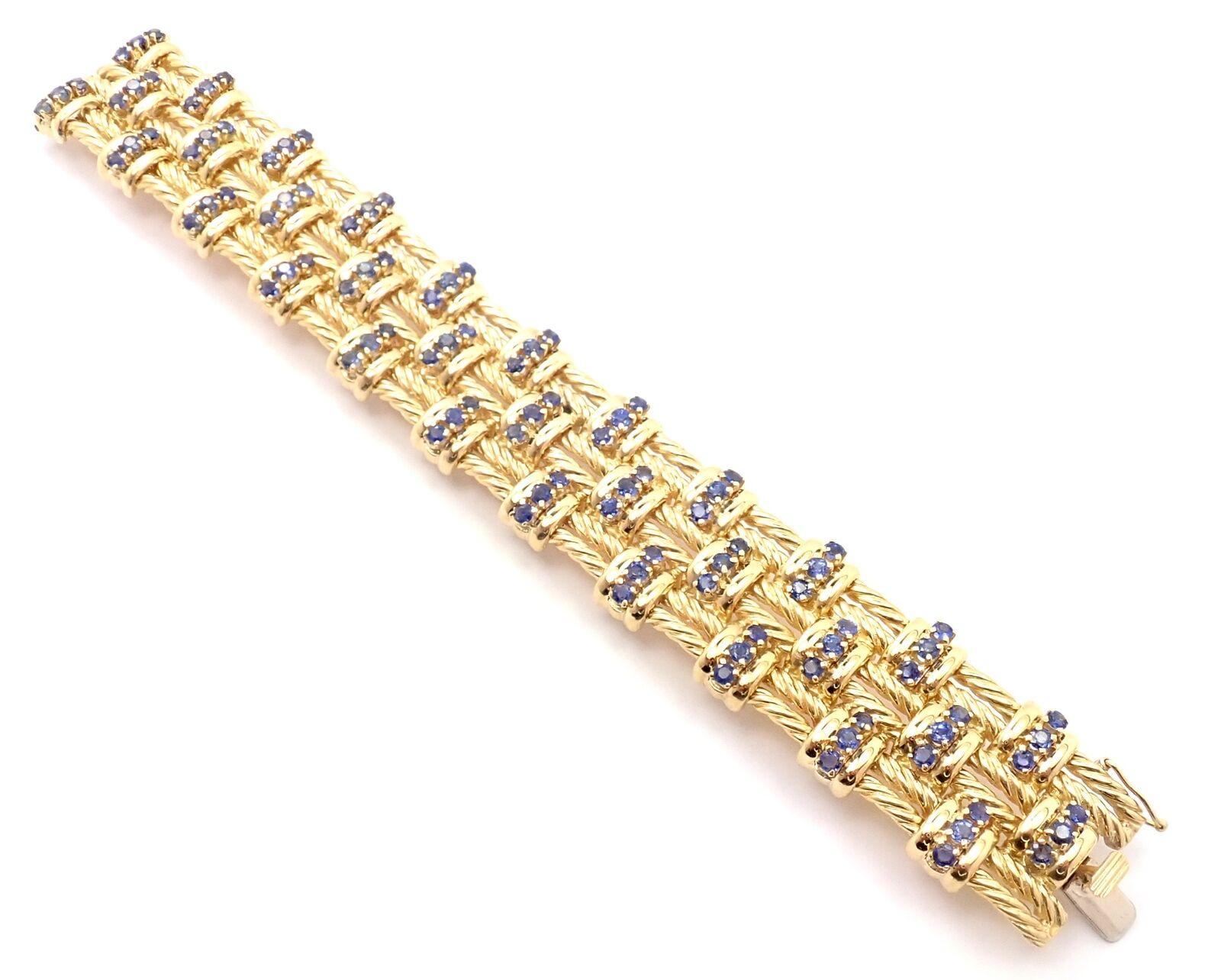 Tiffany & Co. Sapphire Twisted Rope Yellow Gold Link Bracelet For Sale 3