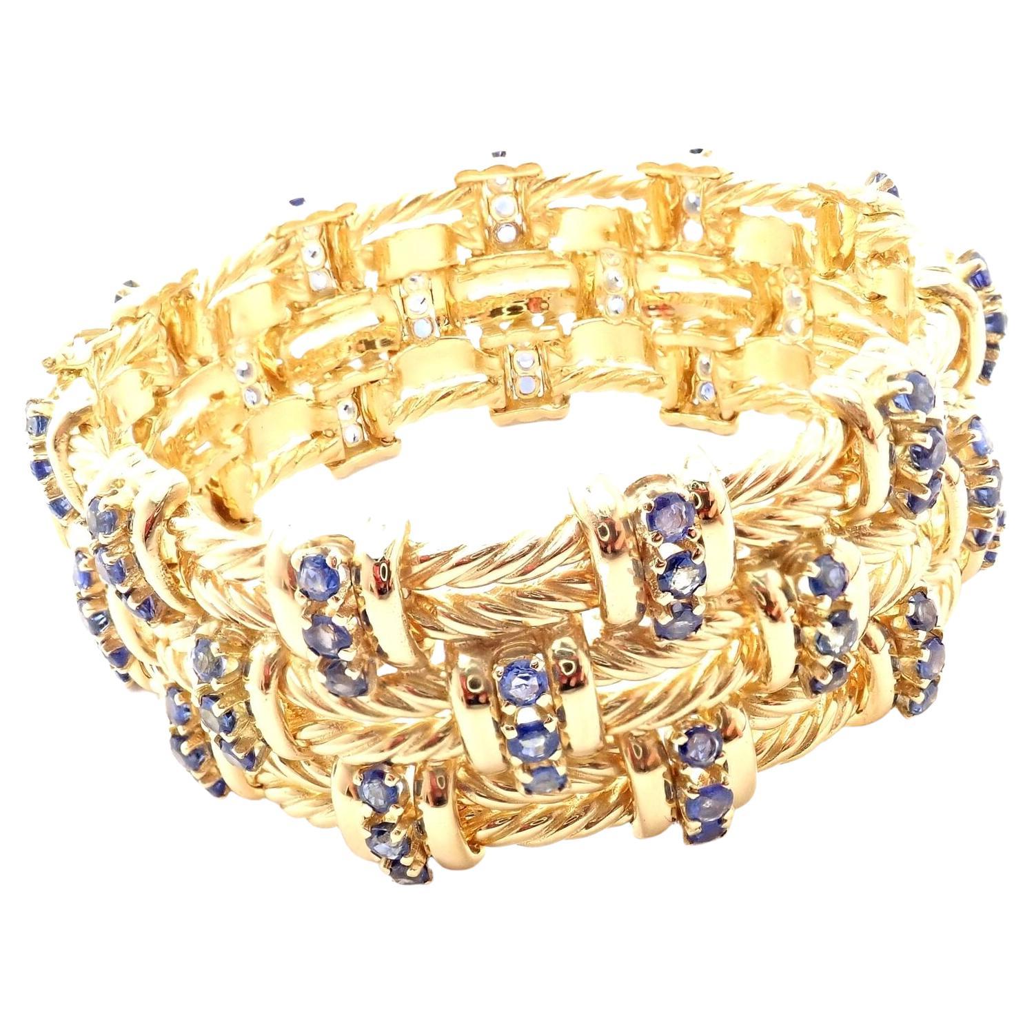 Tiffany & Co. Sapphire Twisted Rope Yellow Gold Link Bracelet