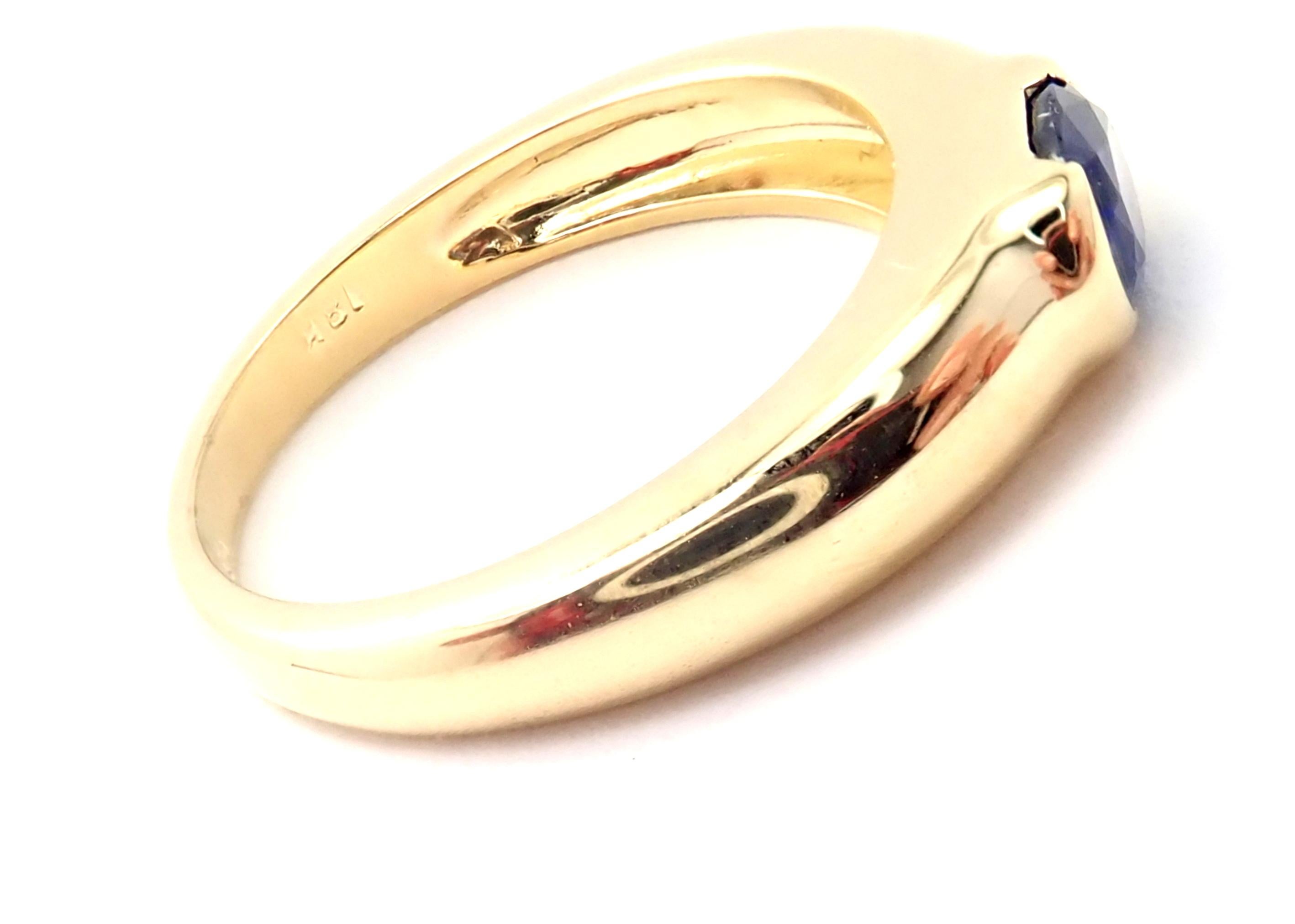 Oval Cut Tiffany & Co Sapphire Yellow Gold Band Ring