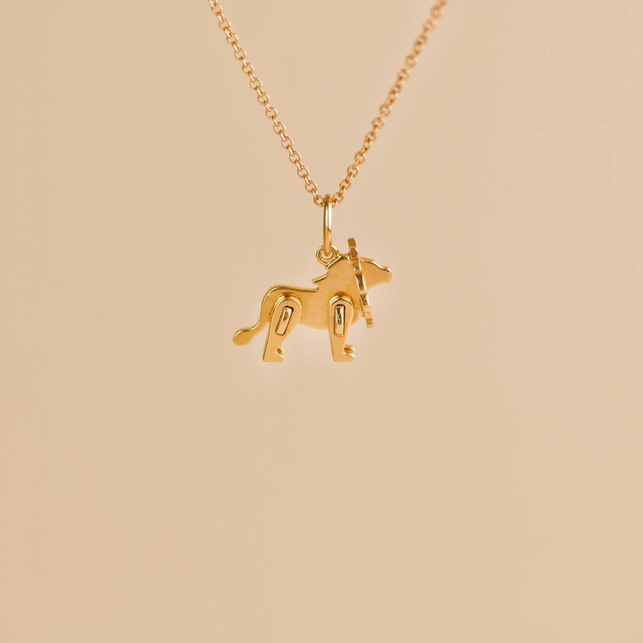 Tiffany & Co. Save the Wild Charity Collection 18K Rose Gold Lion Necklace In Excellent Condition For Sale In Banbury, GB