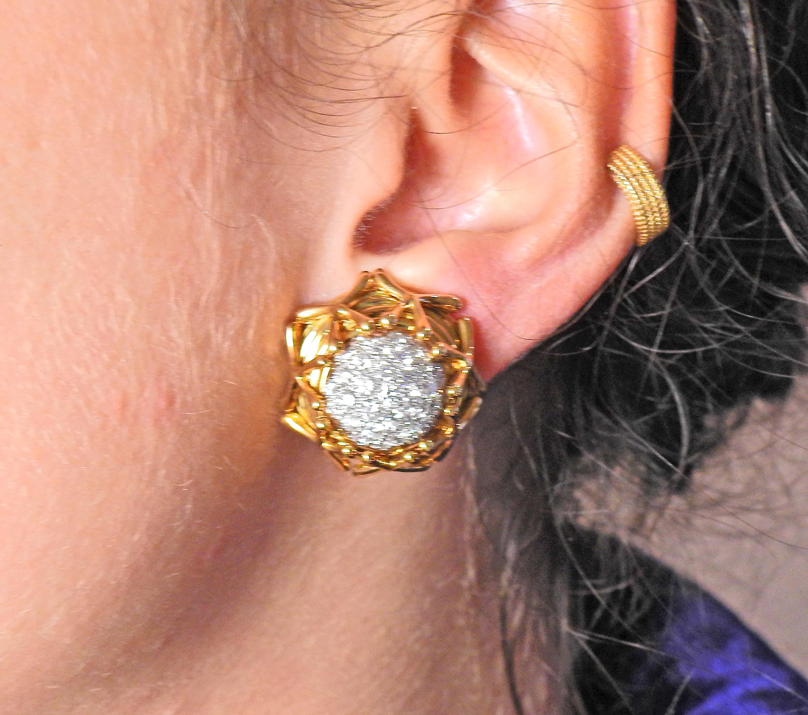 Women's Tiffany & Co Schlauberger Diamond Platinum Gold Earrings