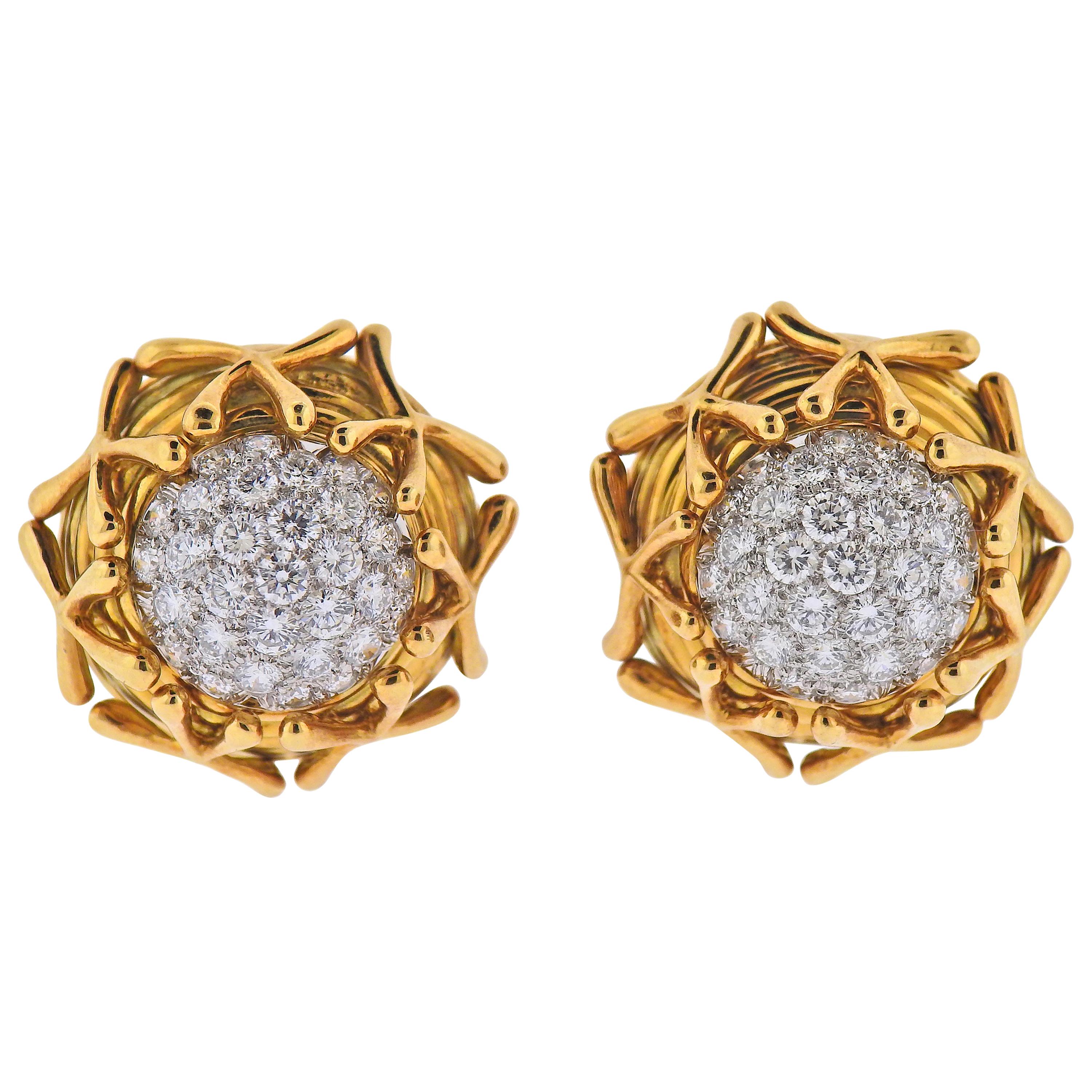 Tiffany & Co Schlauberger Diamond Platinum Gold Earrings