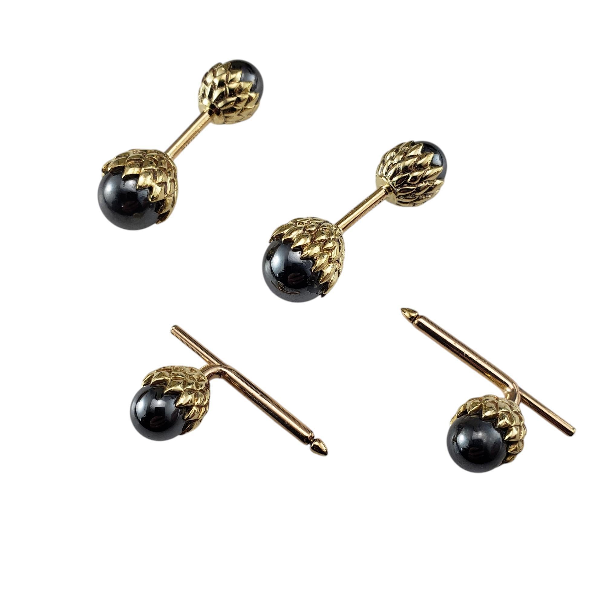 Tiffany & Co. Schlumberger 14K & Hematite Acorn Cufflink & Shirt Stud Set #20514