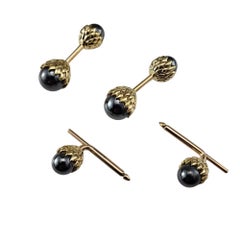 Tiffany & Co. Juego de gemelos y pasadores de camisa Schlumberger de 14 quilates y hematites #20514