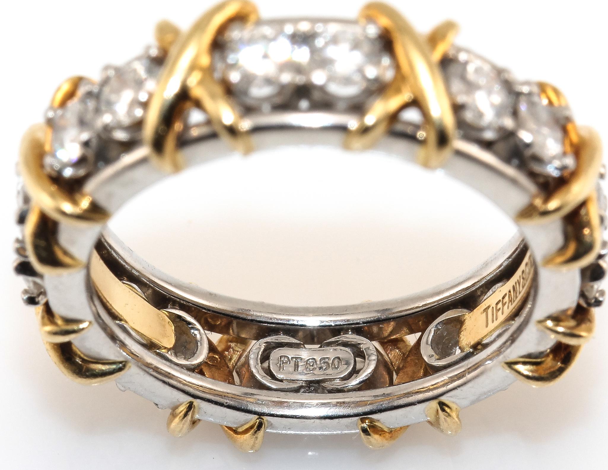 Round Cut Tiffany & Co. Schlumberger 16 Diamond 1.20 Carat Eternity Ring
