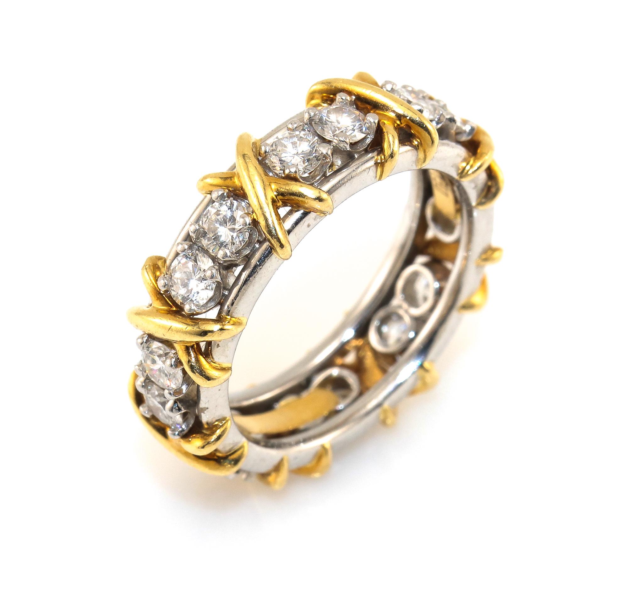 Women's or Men's Tiffany & Co. Schlumberger 16 Diamond 1.20 Carat Eternity Ring