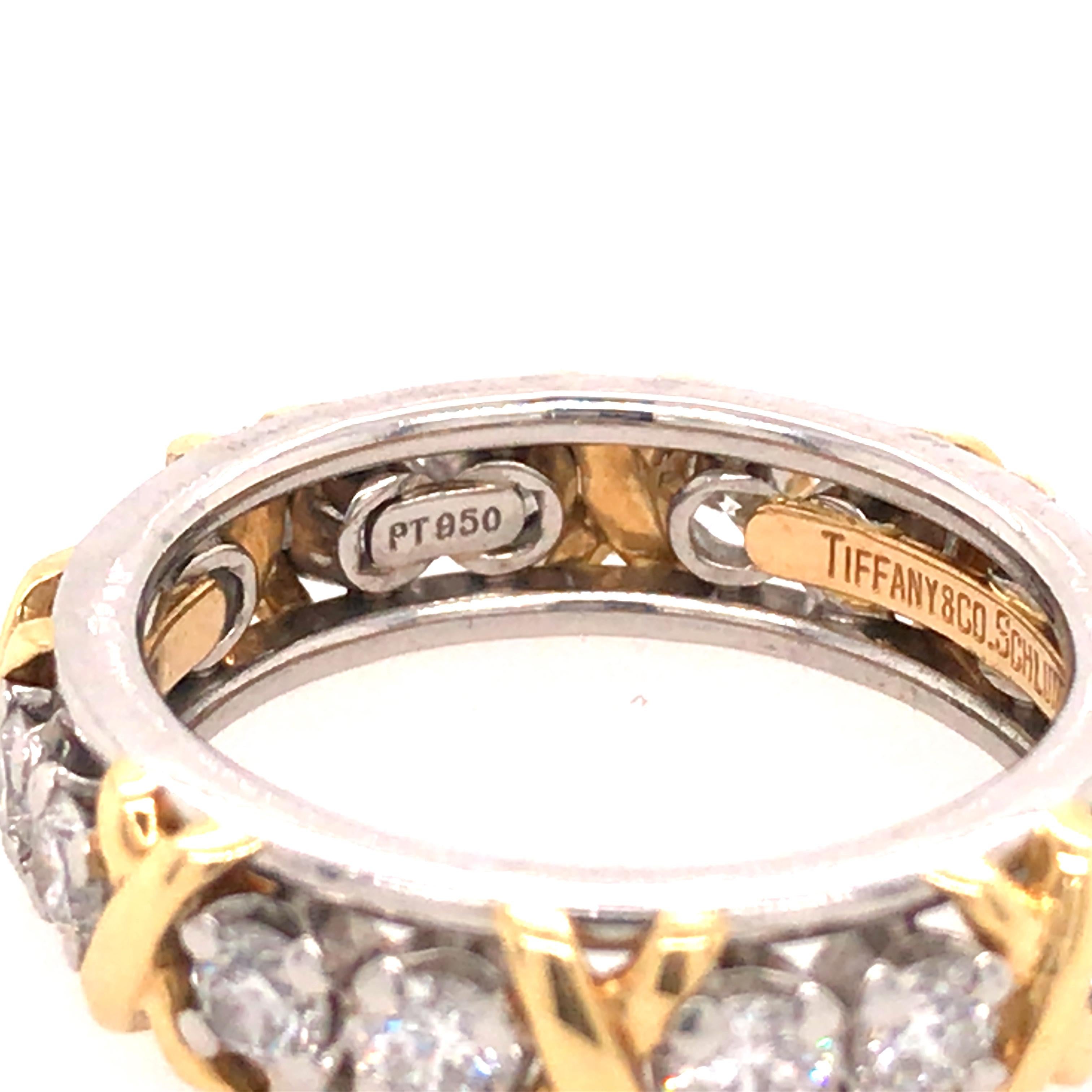 Women's Tiffany & Co. Schlumberger 16 Diamond Eternity Band in 18K Yellow Gold Platinum