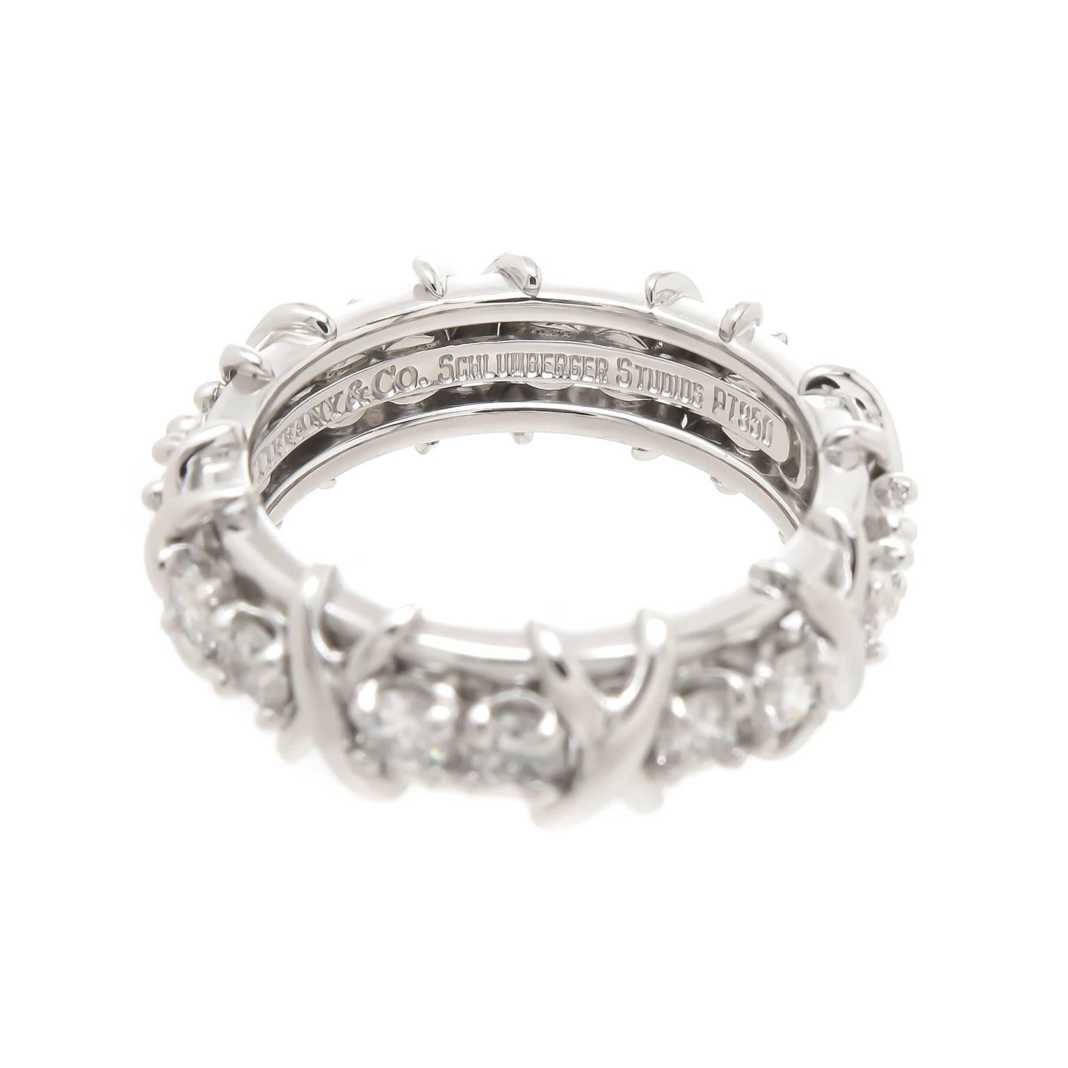 Taille ronde Tiffany & Co. Schlumberger, bague à anneau X emblématique avec 16 diamants en vente