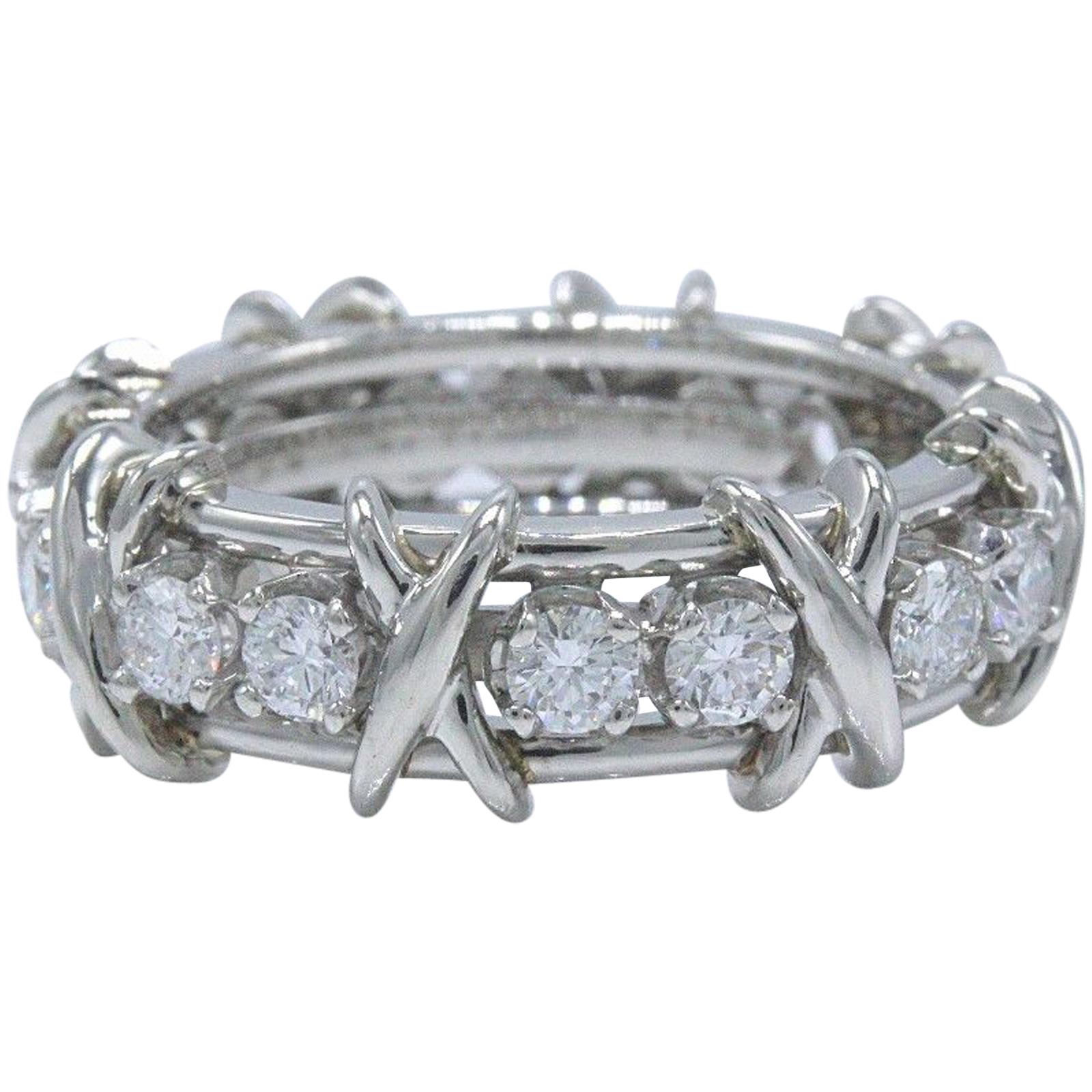 Tiffany & Co. Schlumberger 16-Stone Diamond and Platinum Ring 1.14 Carat