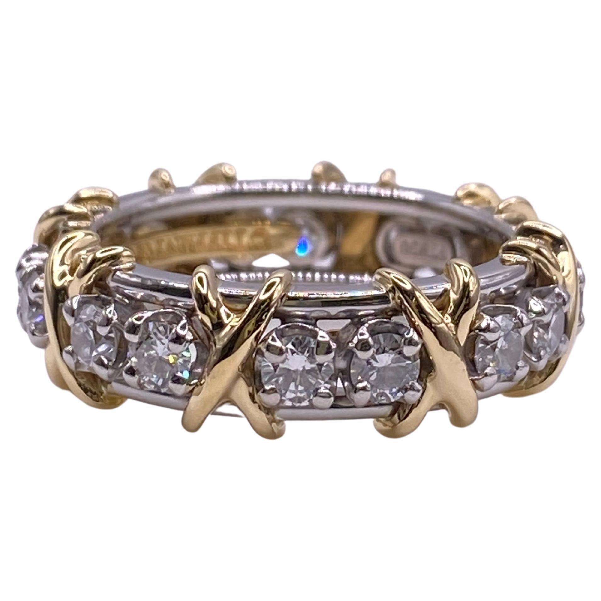 Tiffany & Co Schlumberger 16 Stone Diamond and Yellow Gold Ring