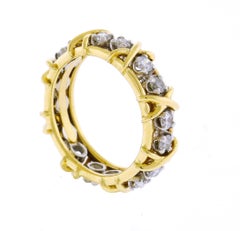 Tiffany & Co. Schlumberger 16 Stone Diamond Gold and Platinum X-Ring Size 7 ½