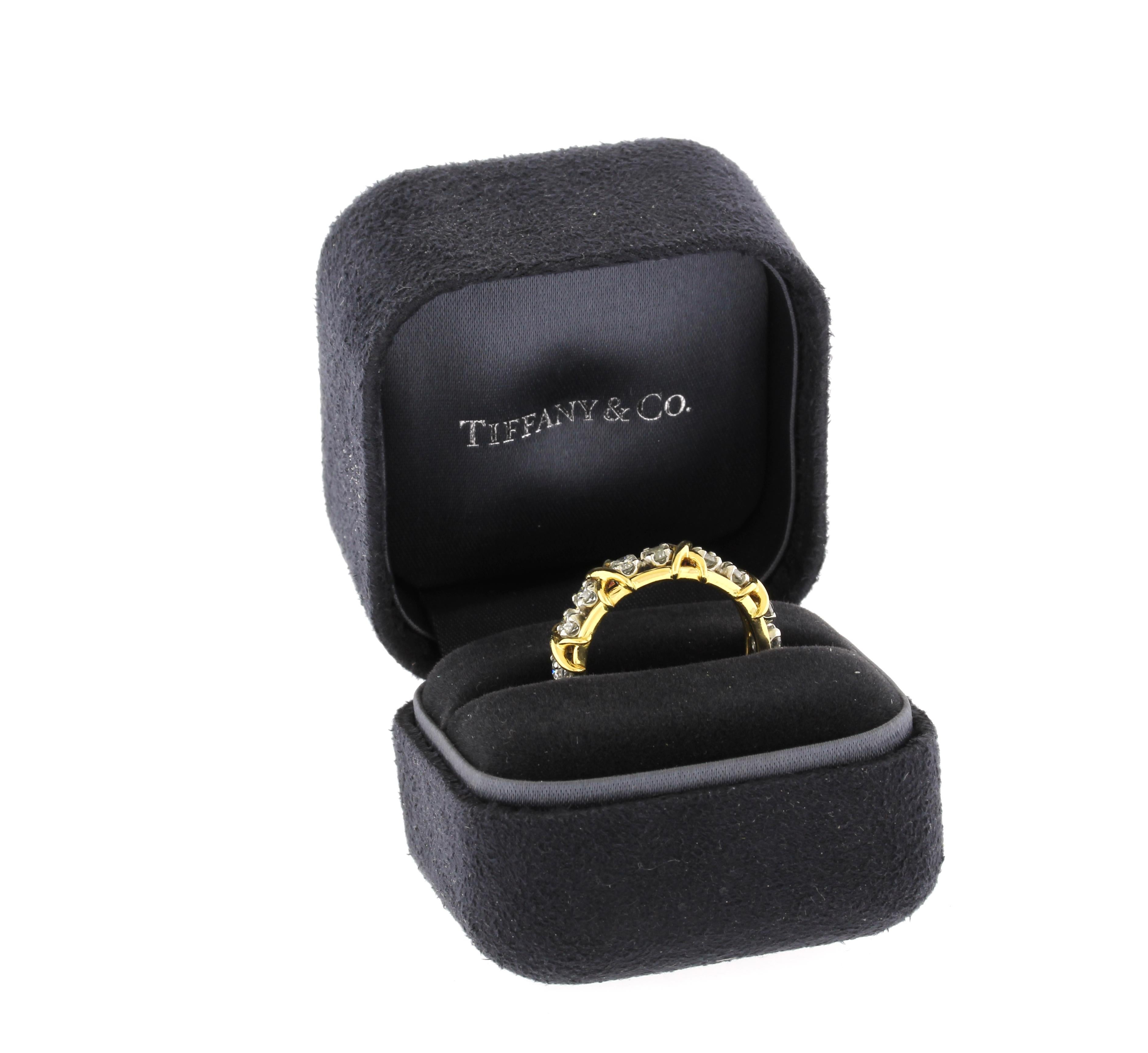 Tiffany & Co. Schlumberger 16 Stein Diamant Gold und Platin X-Ring Größe 7 ½ im Zustand „Gut“ im Angebot in Bethesda, MD