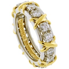 Tiffany & Co. Schlumberger 16-Stone Diamond Platinum and Gold X-Ring