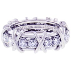 Tiffany & Co. Schlumberger 16-Stone Diamond Platinum X-Ring