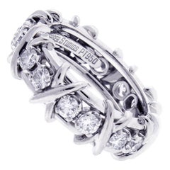 Tiffany & Co. Schlumberger 16-Stone Diamond Platinum X-Ring