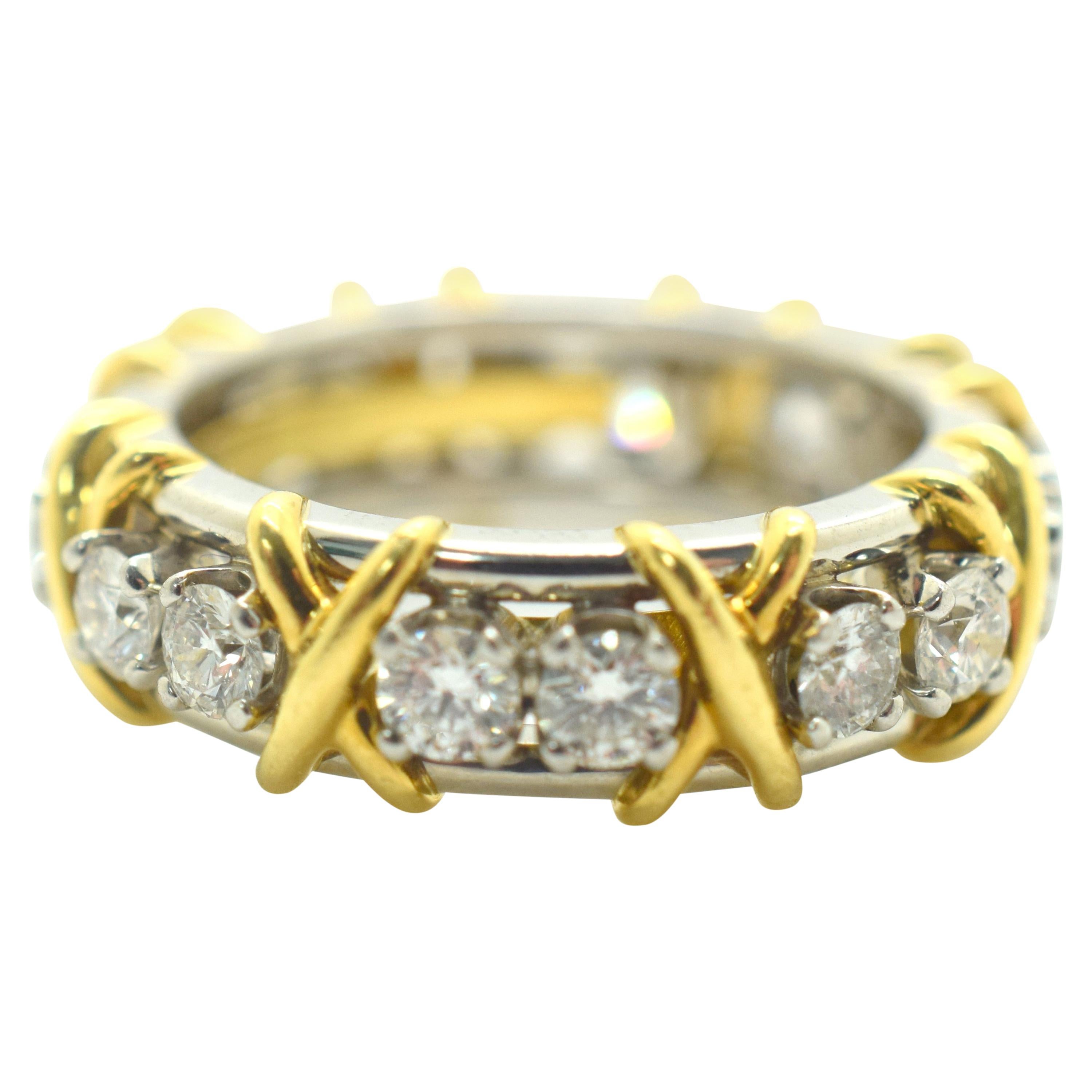 Tiffany & Co. Schlumberger 16-Stone Diamond Ring in Platinum and Gold