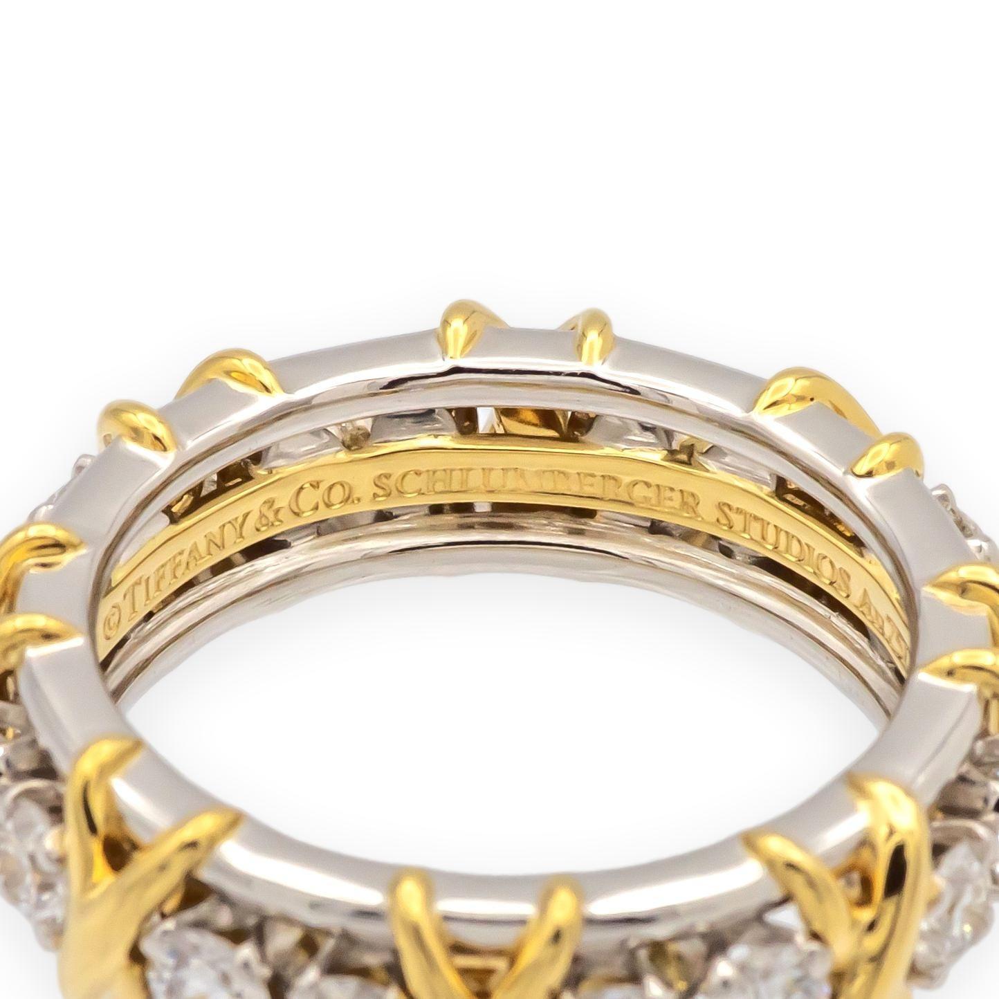 Contemporaneo Tiffany & Co. Anello Schlumberger 16 pietre in platino e diamanti 18 carati 1,14 carati Misura 5 in vendita