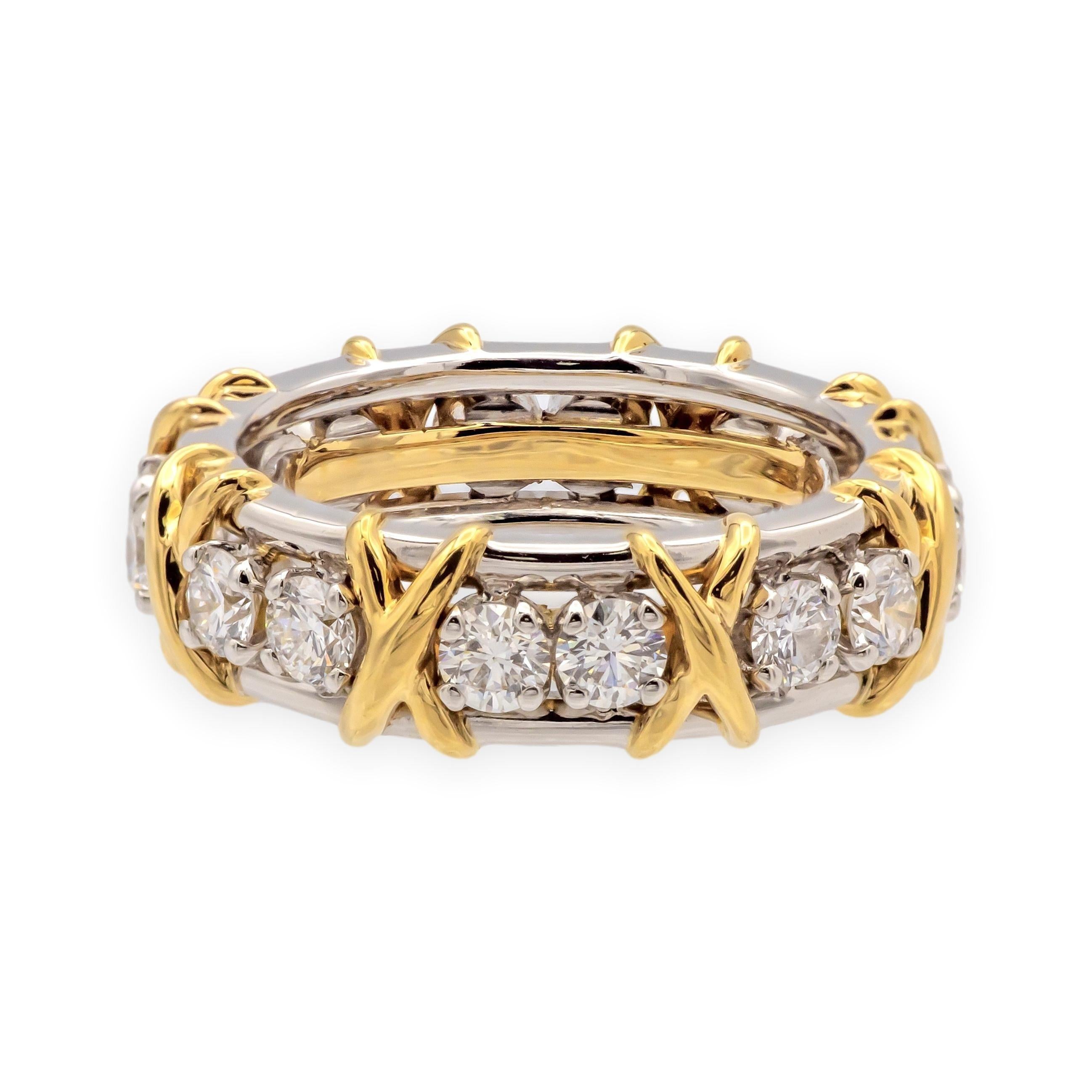 Tiffany & Co. Anello Schlumberger 16 pietre in platino e diamanti 18 carati 1,14 carati Misura 5 in vendita 1