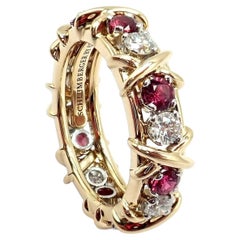 Tiffany & Co Schlumberger 16 Stone Yellow Gold And Platinum Ruby Diamond Ring