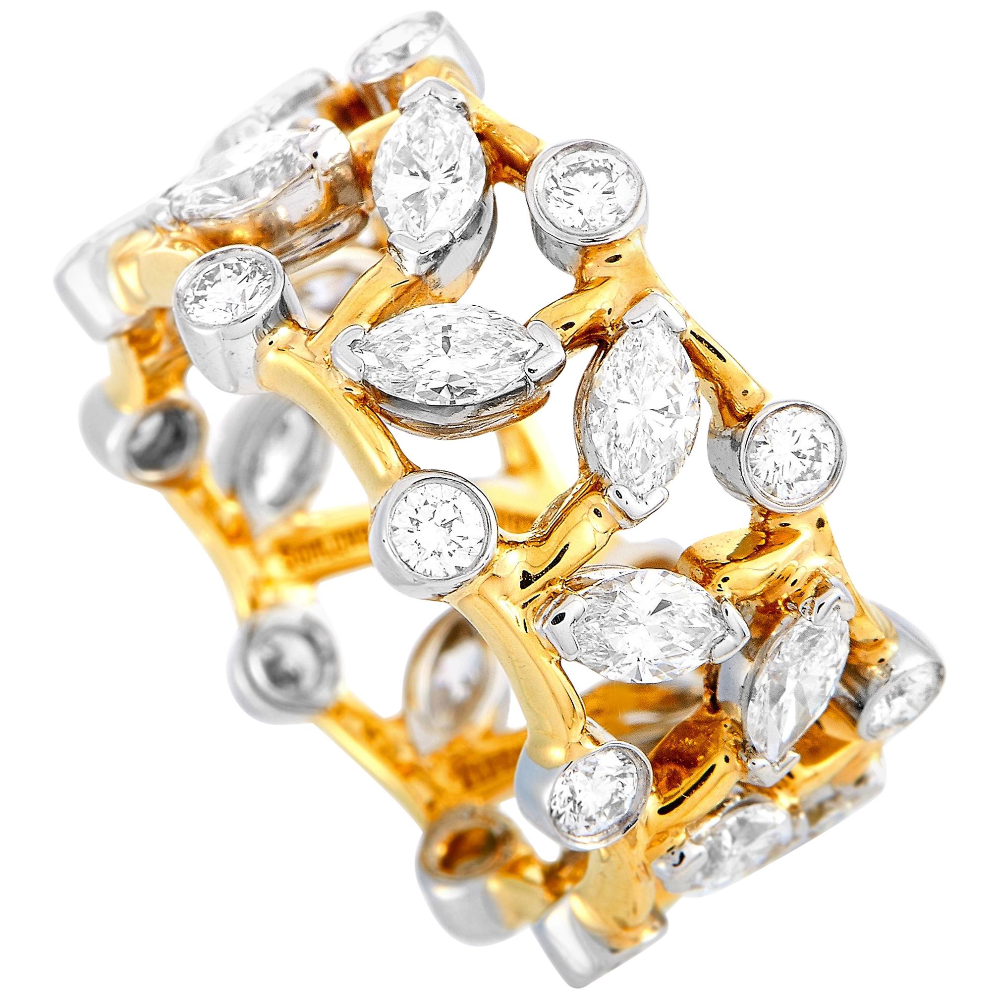 Tiffany & Co. Schlumberger 18K Gold & Platinum 3.00 ct Marquise Diamond Ring
