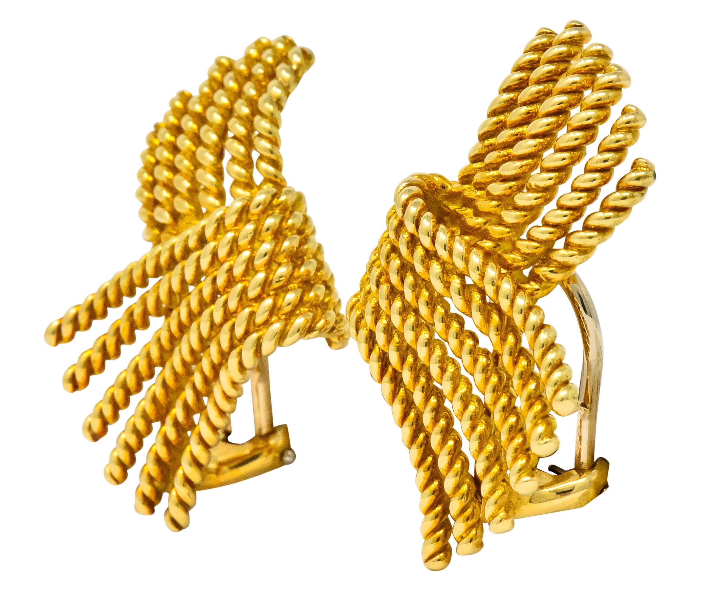 Women's or Men's Tiffany & Co. Schlumberger 18 Karat Gold Strand Ear-Clip Earrings