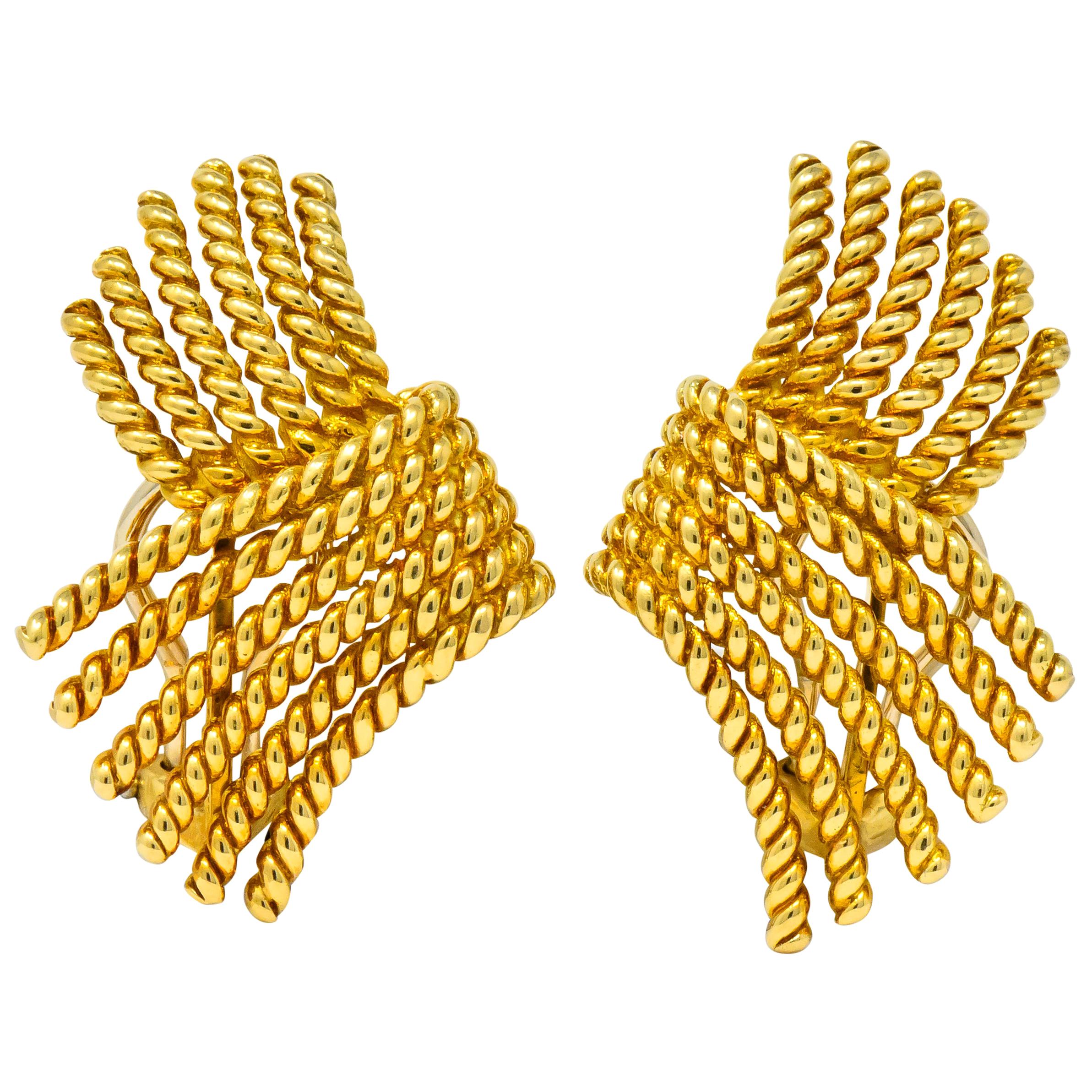 Tiffany & Co. Schlumberger 18 Karat Gold Strand Ear-Clip Earrings