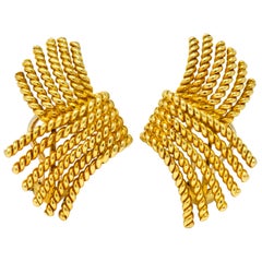 Vintage Tiffany & Co. Schlumberger 18 Karat Gold Strand Ear-Clip Earrings