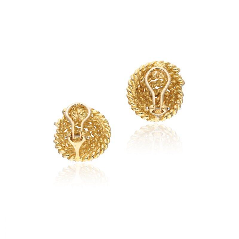 Donna Tiffany & Co. Orecchini a spirale a clip in corda d'oro giallo 18 kt. in vendita