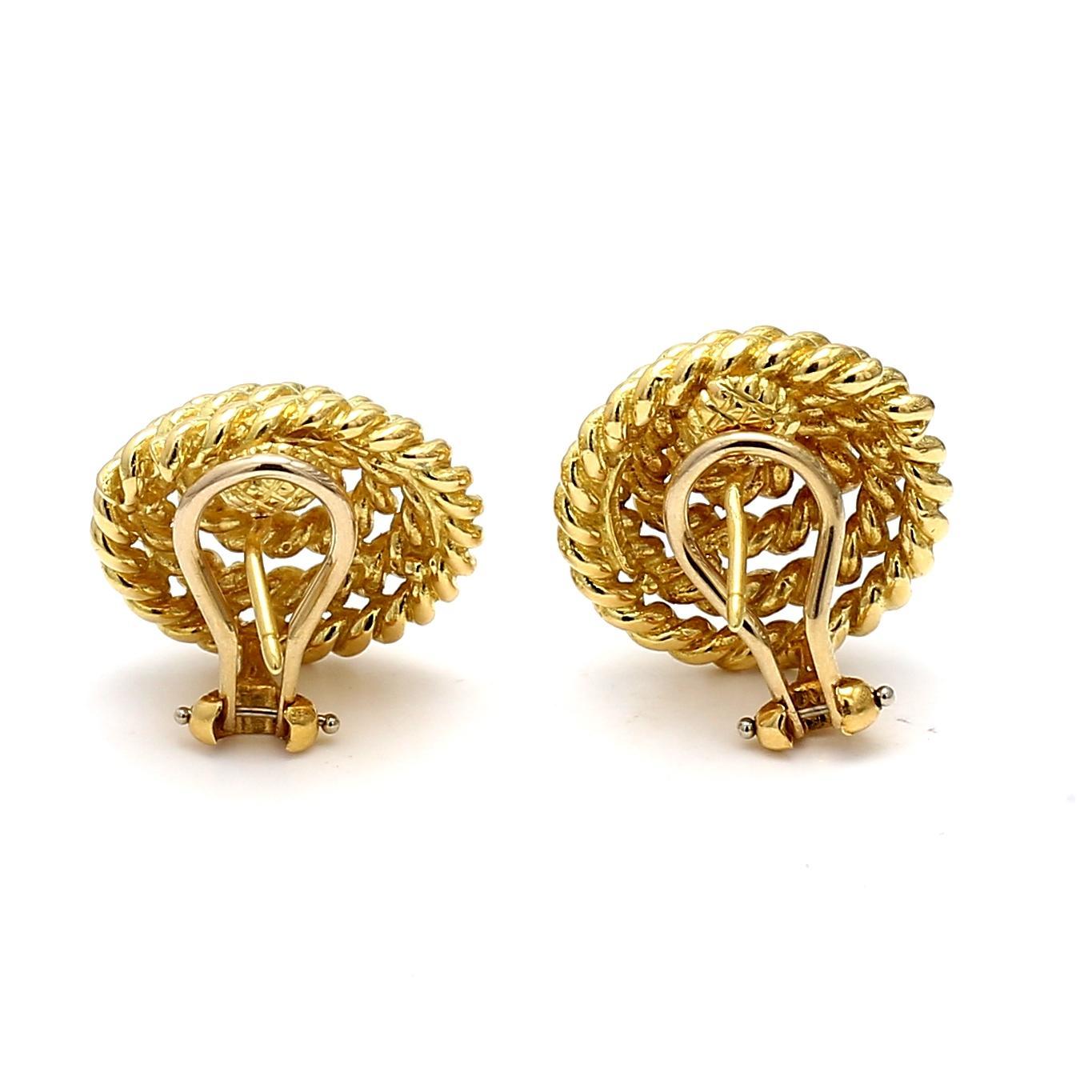 Tiffany & Co. Orecchini a spirale a clip in corda d'oro giallo 18 kt. in vendita 1