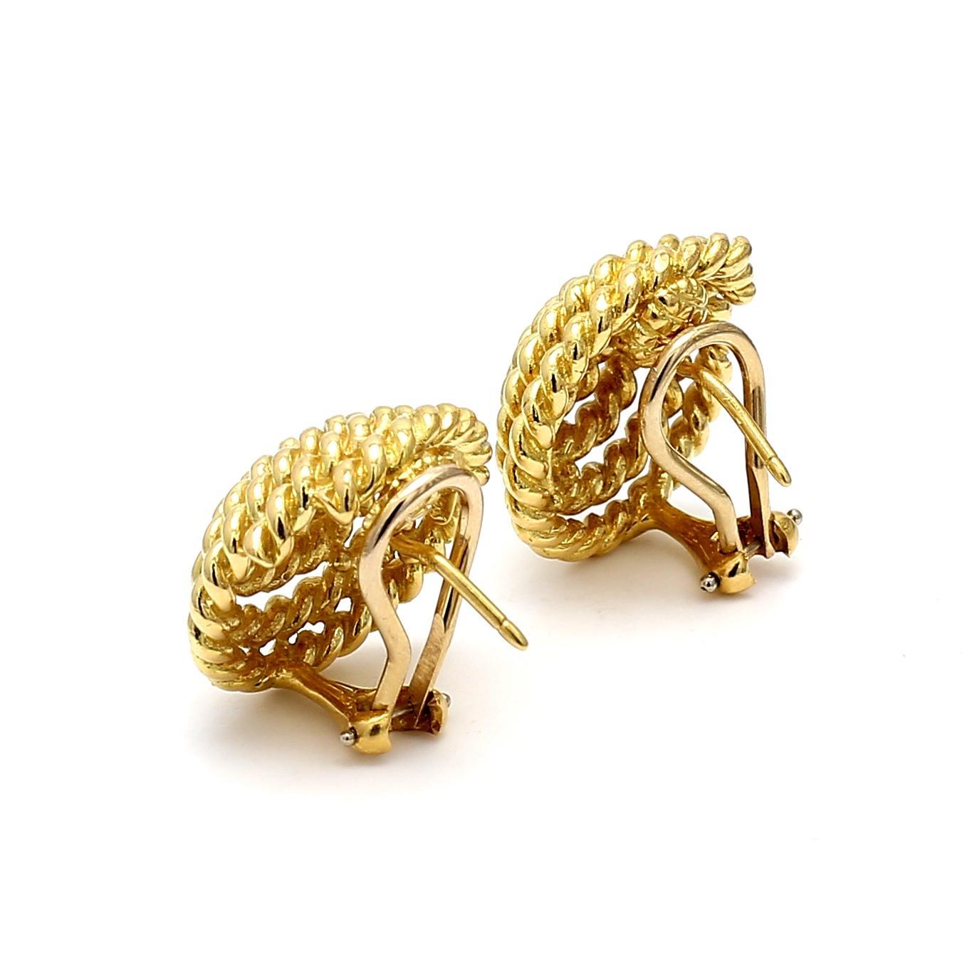Tiffany & Co. Orecchini a spirale a clip in corda d'oro giallo 18 kt. in vendita 2